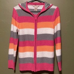 Arizona Jean Company, Pink/gray/white/orange striped sweater